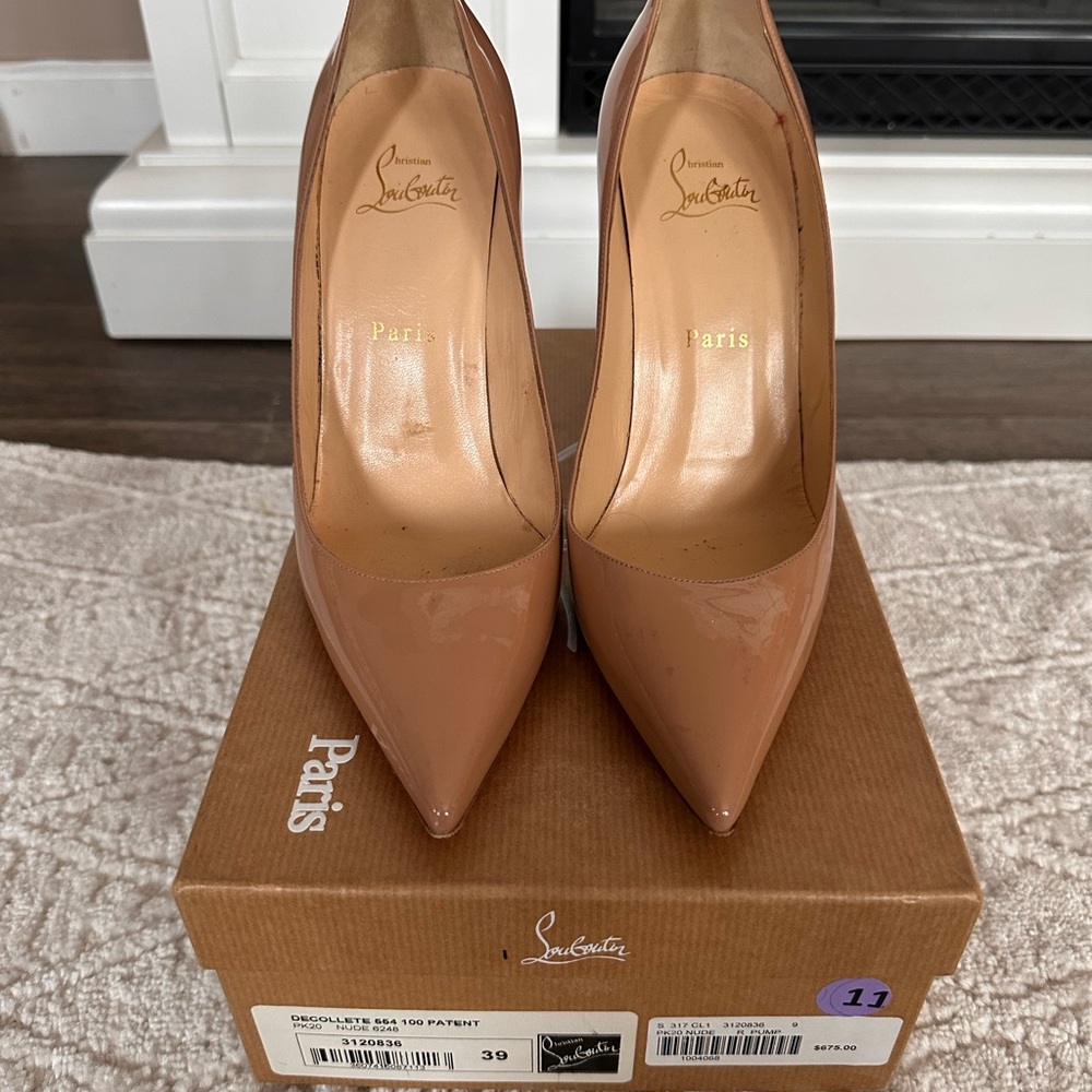 Christian Louboutin Nude Patent Leather Heels size 39